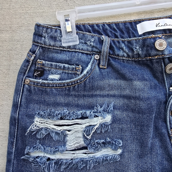 KanCan Blue High-Waisted Distressed Jean Shorts - Picture 6 of 10